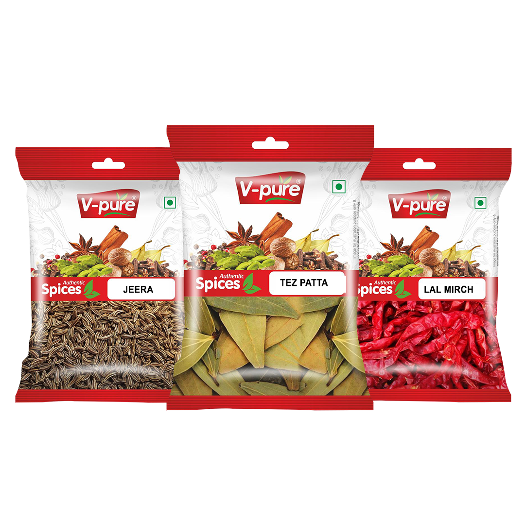 Spice Combo - Jeera  - 100 gram , Tej patta -30 gram , Lal mirch -30 gram